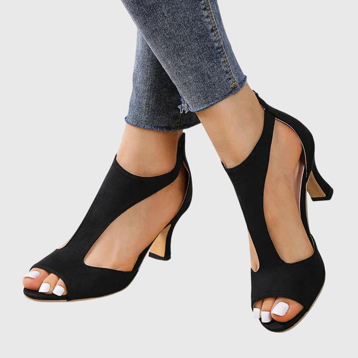 Jana | Damen Cut-Out Peep-Toe Absatz Sandalen