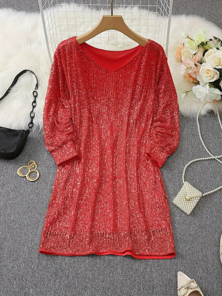 Damen-Partykleid aus Polyester mit Pailletten