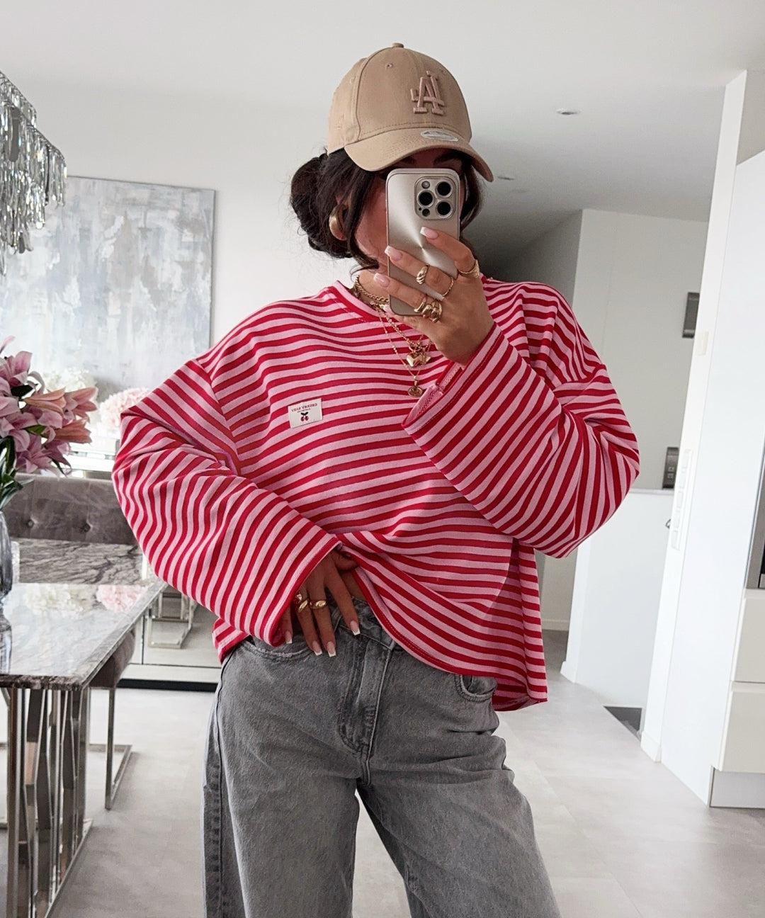 Langarmshirt Mixa Streifen Rot