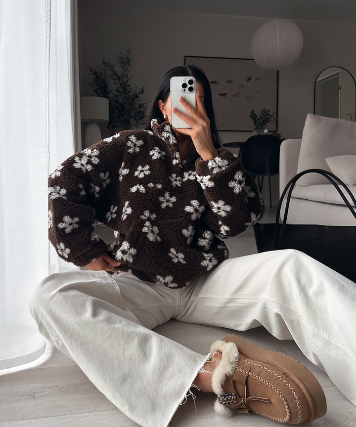 Teddyfell Zip Pullover Nila Braun