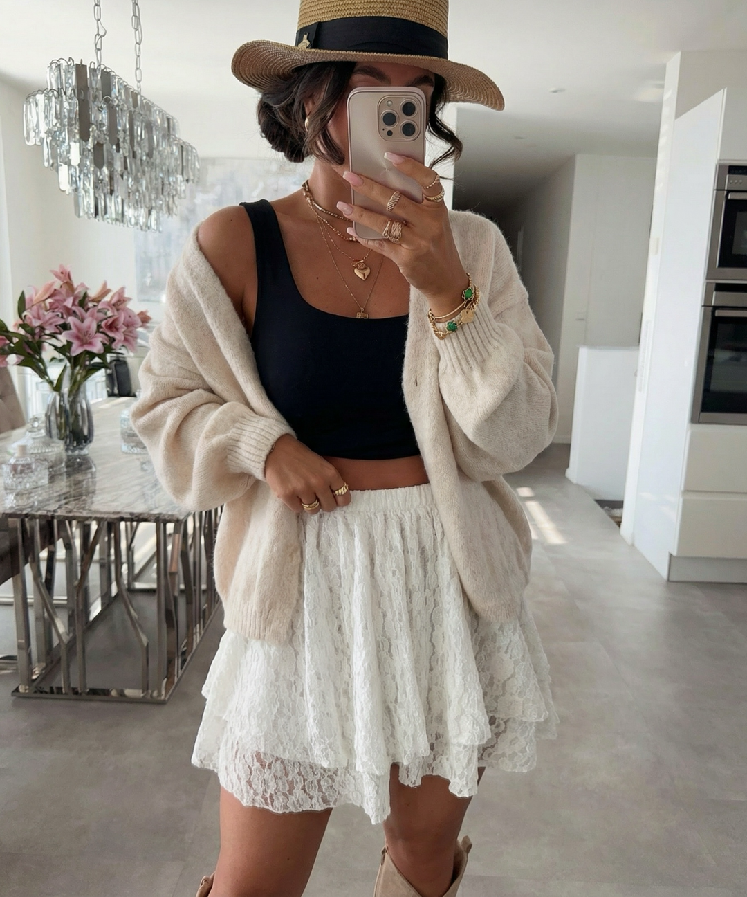 Hosenrock mit Spitze Liwa Creme