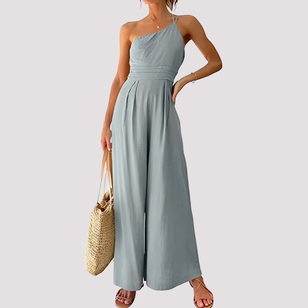 Carla - Eleganter Ein-Schulter-Jumpsuit mit weitem Bein für Damen