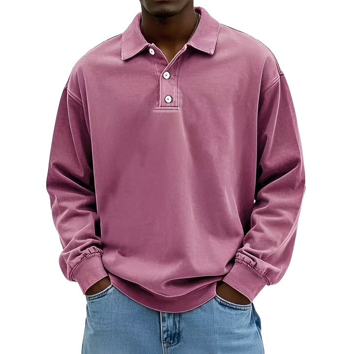 Lothaire - Vintage Langarm-Polo für Herren