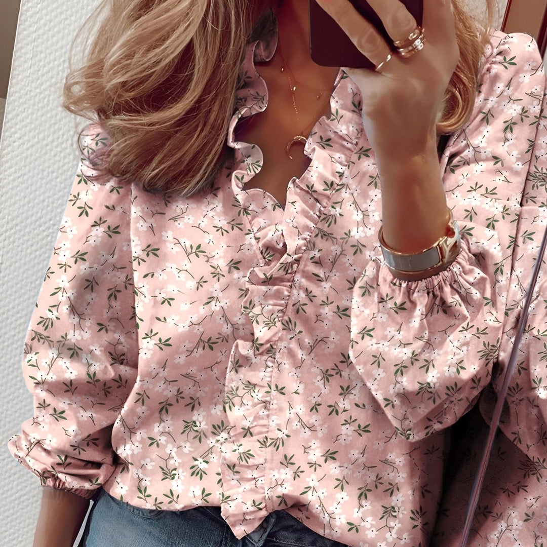 Martha - Modische Rüschenbluse mit V-Ausschnitt für Damen