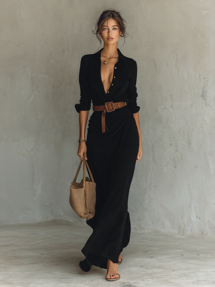 Marika – Fließendes Damen-Maxikleid mit Wickeldetail