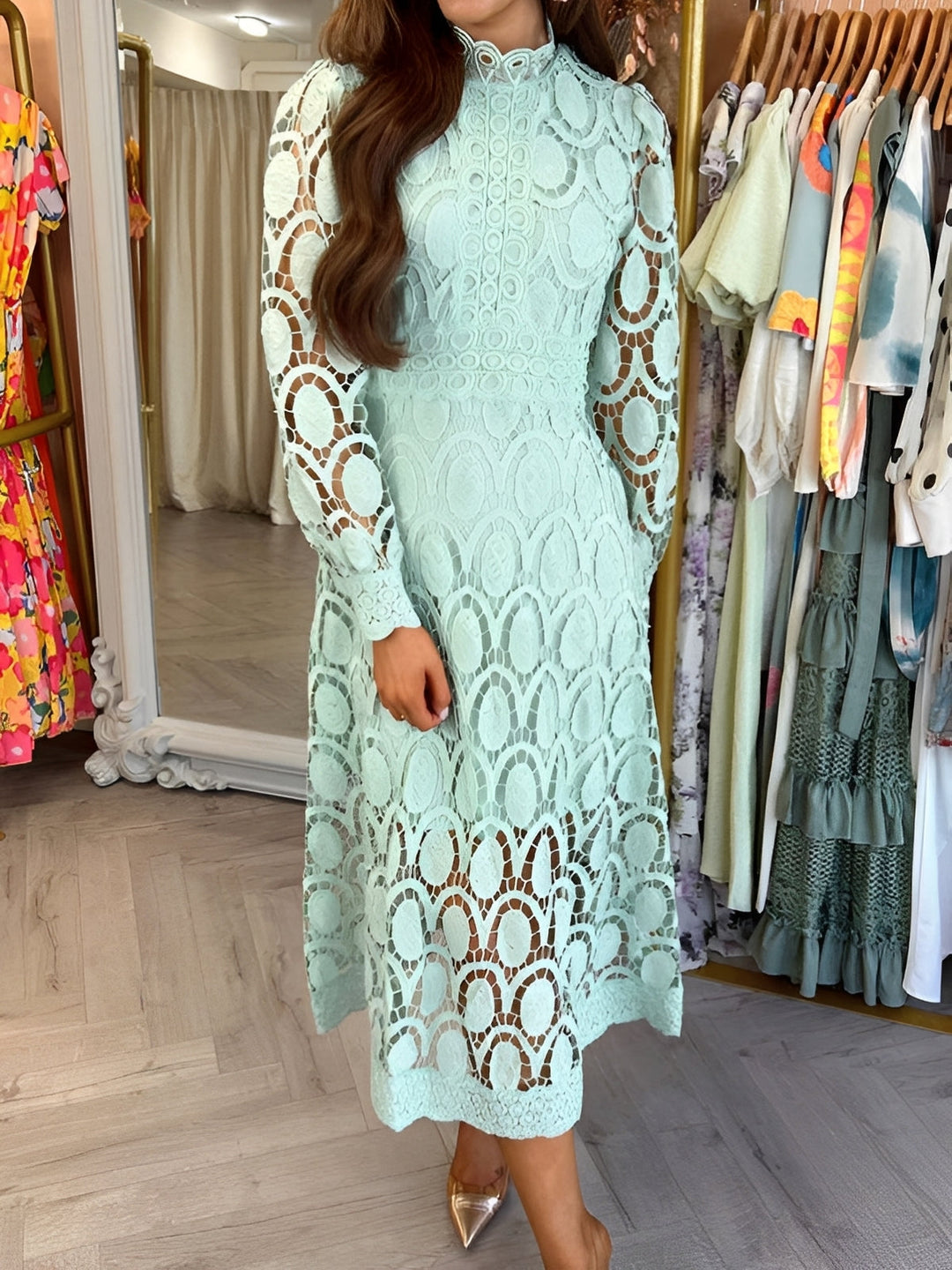 Madeline - Stilvolles Langarm-Maxikleid für Damen