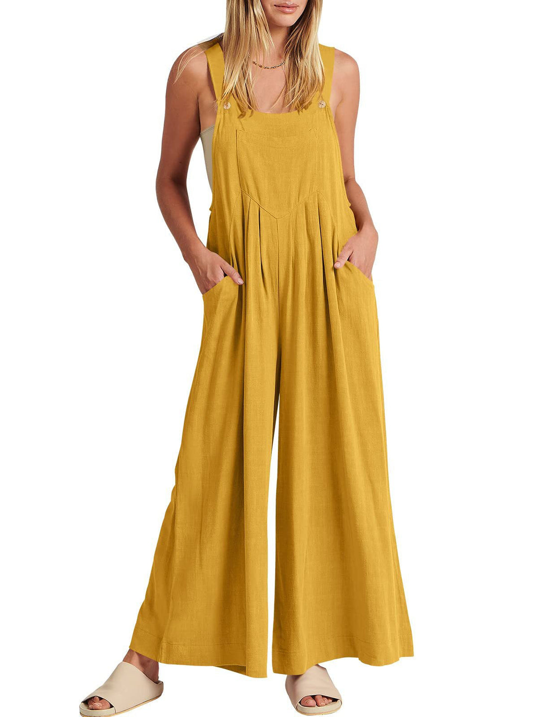 Jumpsuit Damen mit weitem Bein und Taschen