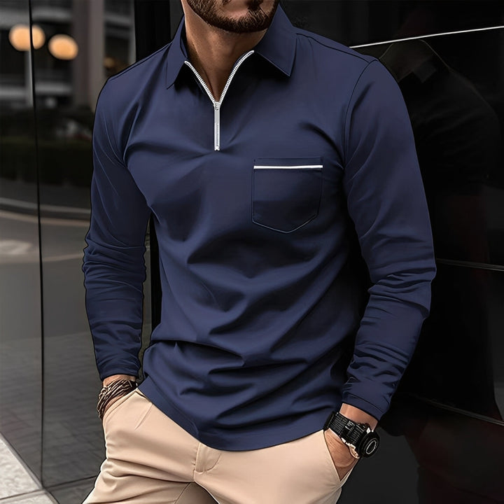 Florent - Langarm-Polo für Herren mit Reißverschluss