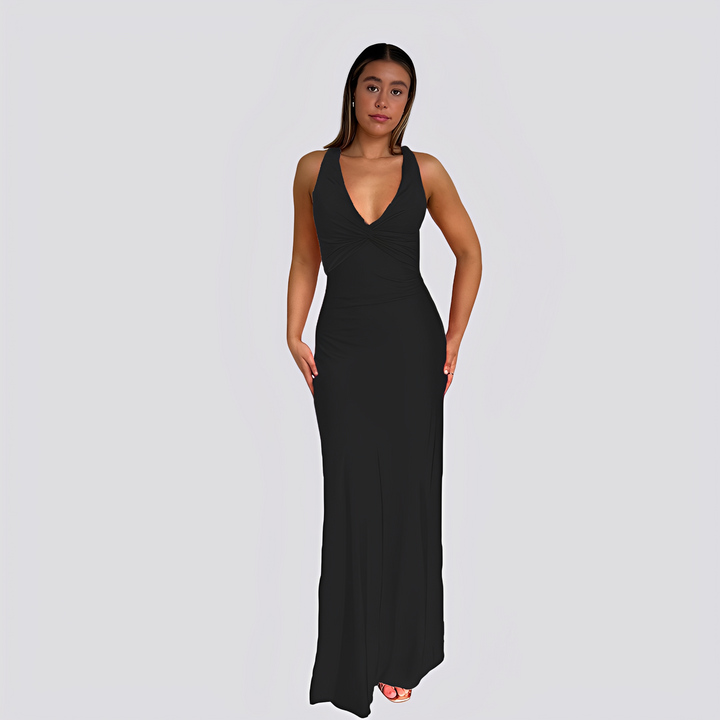 Caroline - Elegantes Maxikleid mit V-Ausschnitt für Damen
