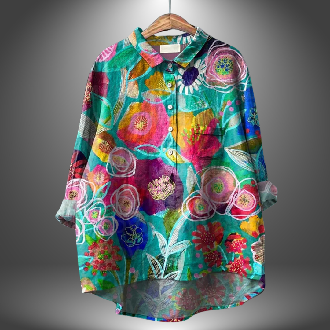 Damenbluse langarm mit Blumenmuster