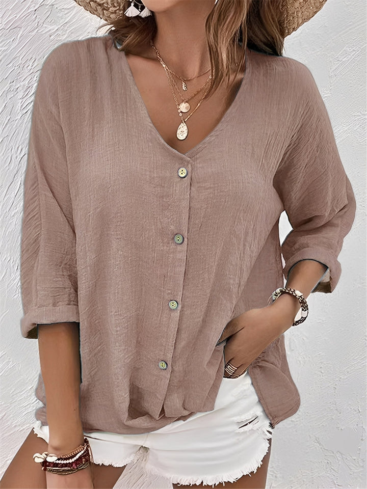 Belle - Bequemes Shirt mit V-Ausschnitt für Damen