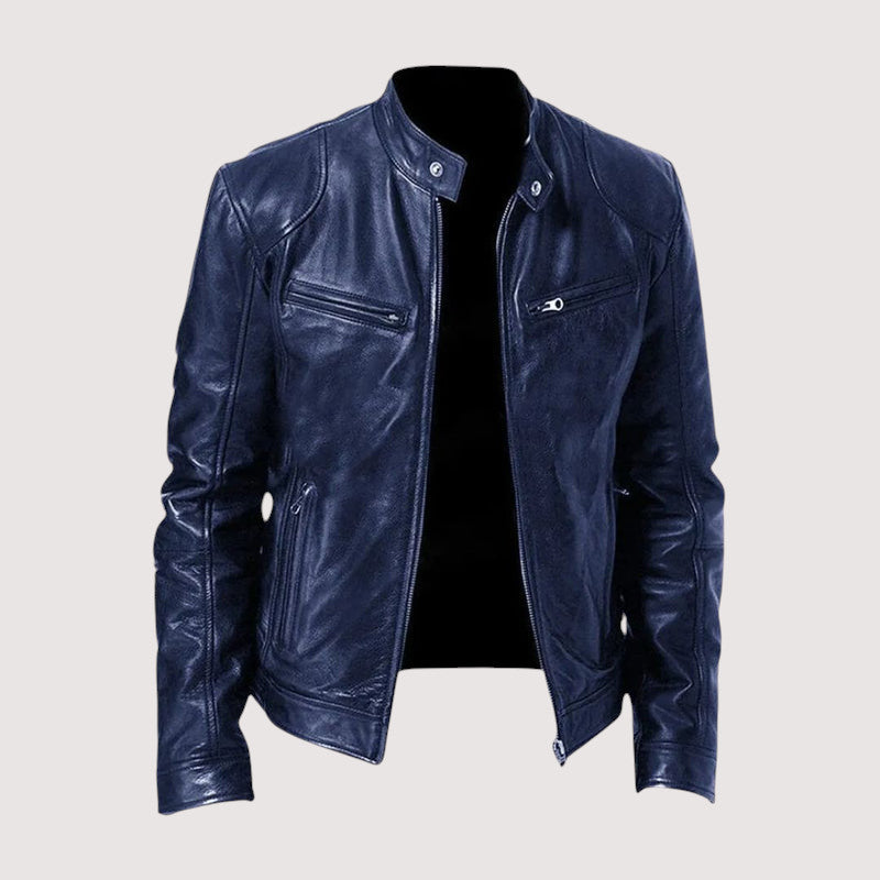 Herren-Lederjacke mit Stehkragen