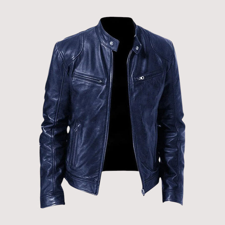 Herren-Lederjacke mit Stehkragen