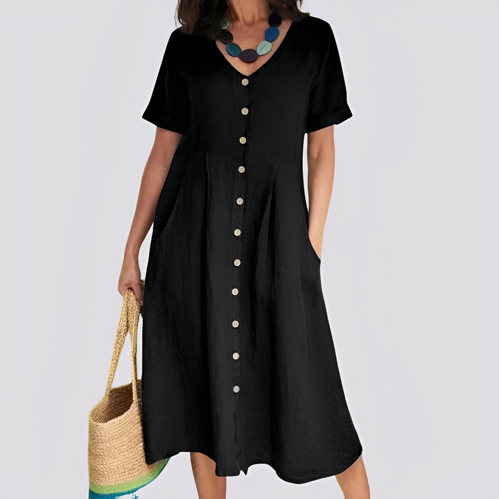 Sabrina - Lässiges, locker geschnittenes Kleid mit hoher Taille für Damen