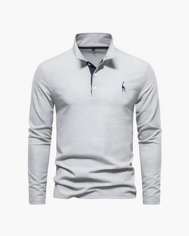 Schlank geschnittenes Langarm Poloshirt mit Kontrastkragen