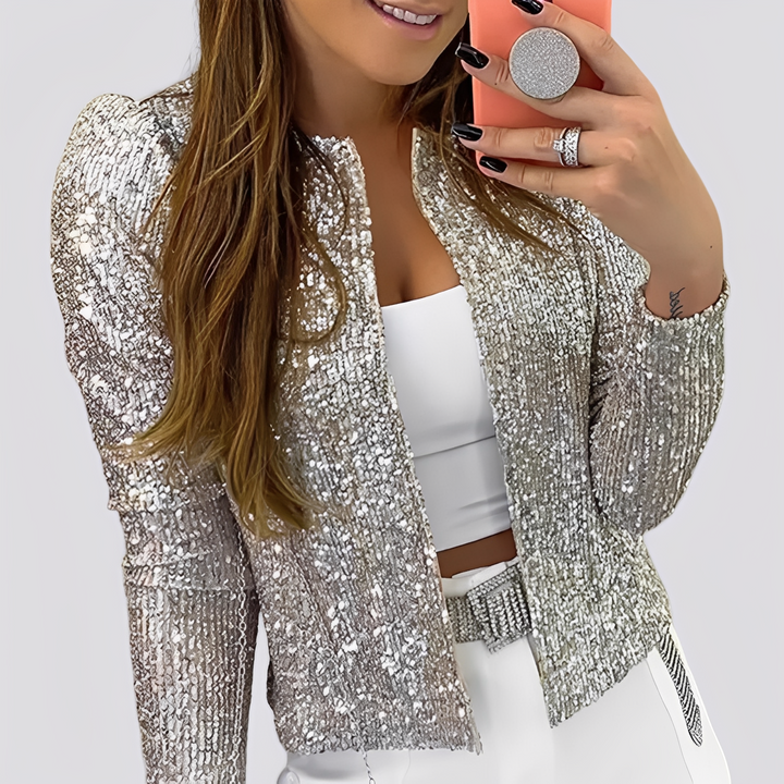Isabelle - Stilvoller kurzer Paillettenblazer für Damen