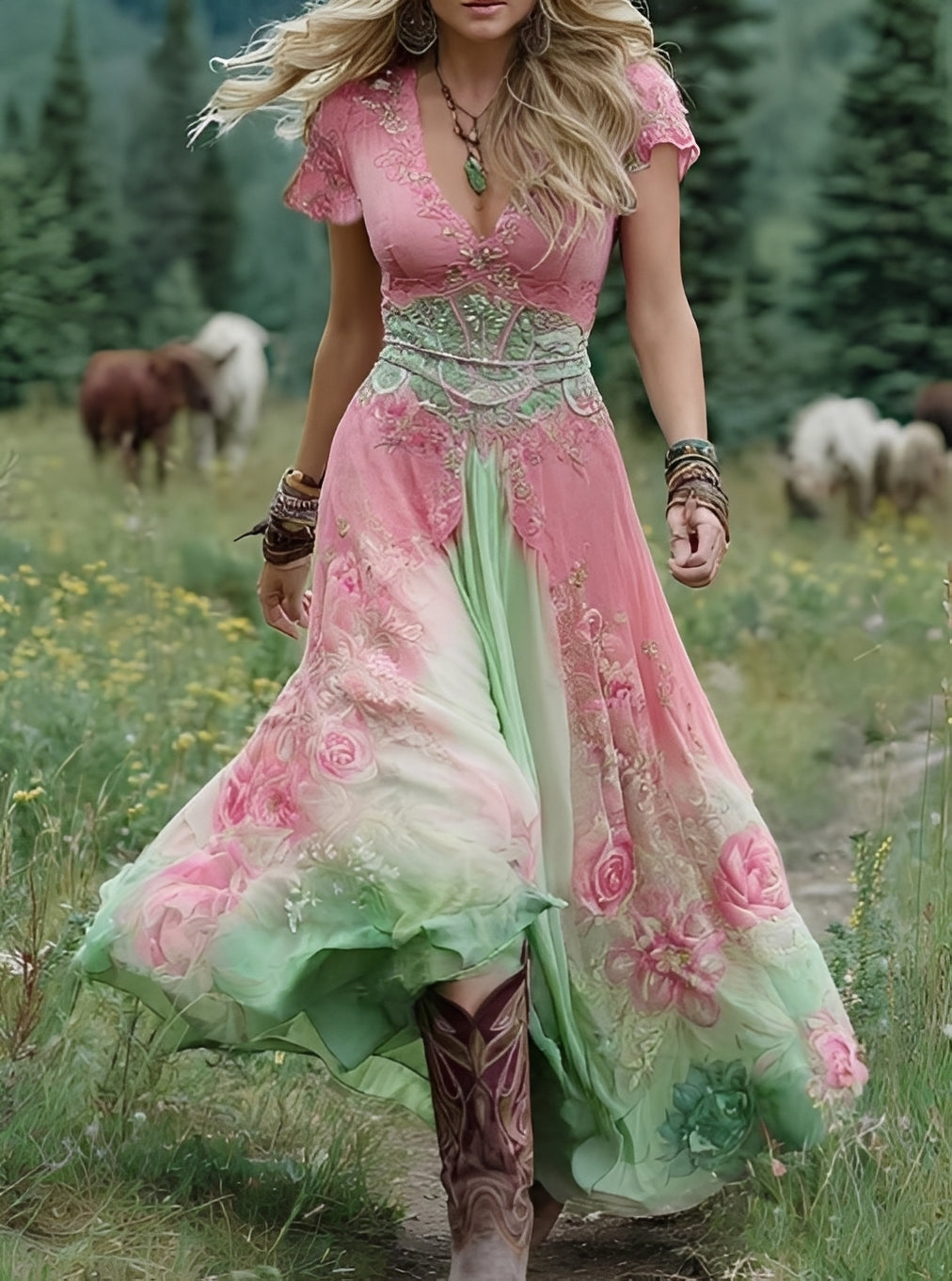 Erica - Stilvolles Maxikleid für Damen mit Blumendesign