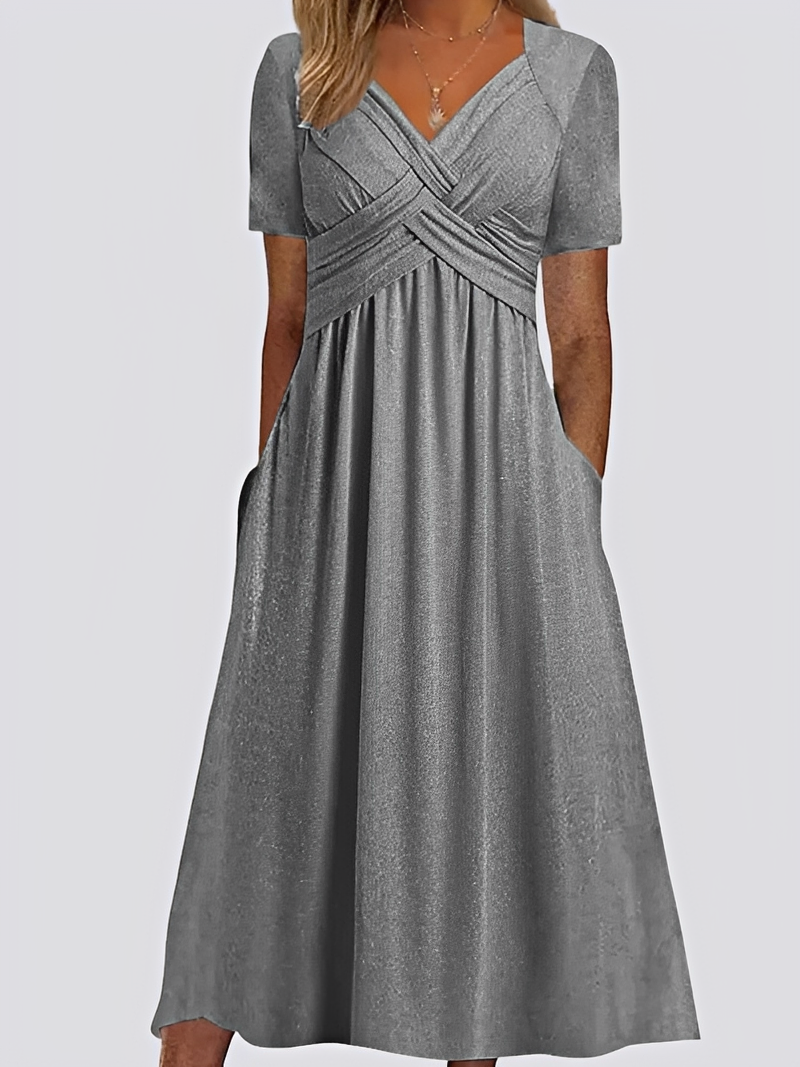 Salma - Lässiges Midikleid mit kurzen Ärmeln für Damen