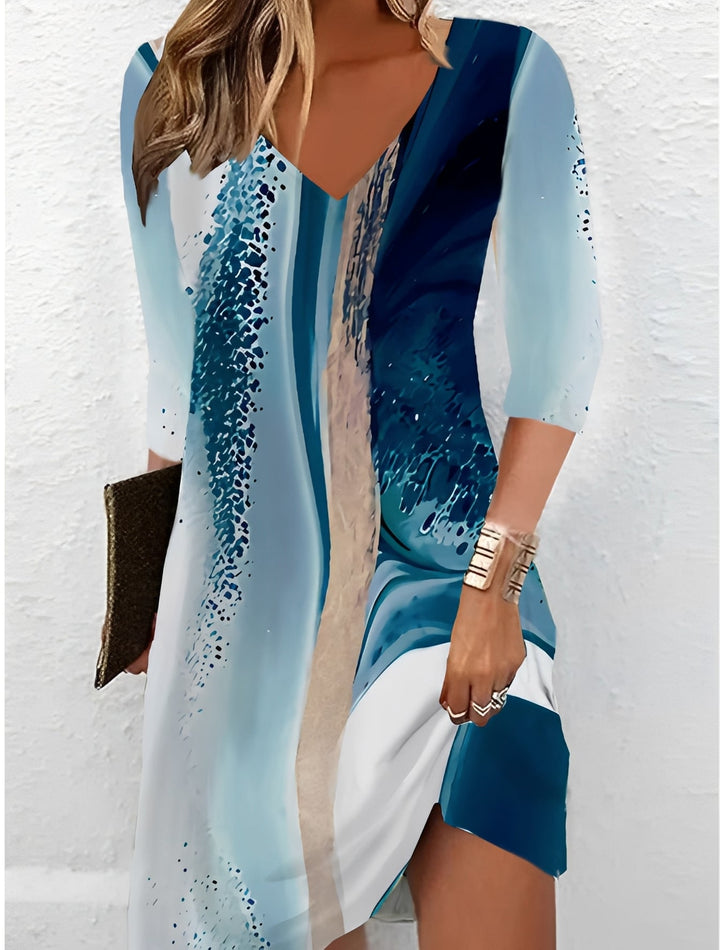 Alicia - Stilvolles Kleid mit V-Ausschnitt und Print für Damen