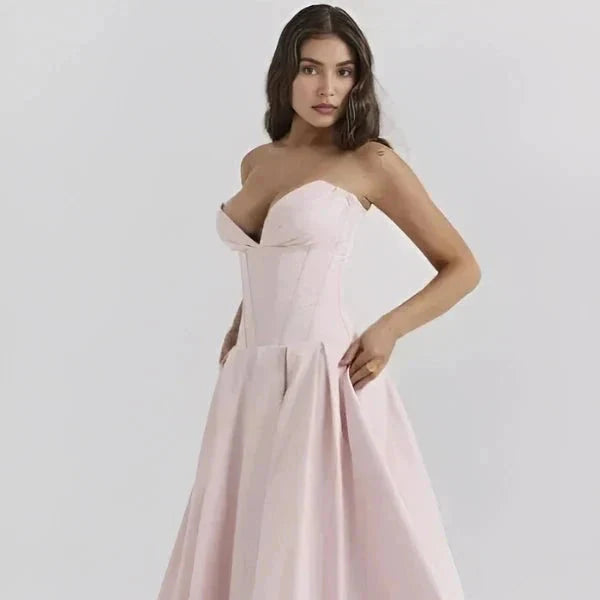 Trägerloses Korsett-Midi-Kleid für Damen