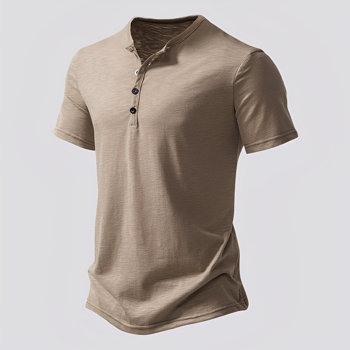 David - Lässiges T-Shirt mit Knöpfen für Herren