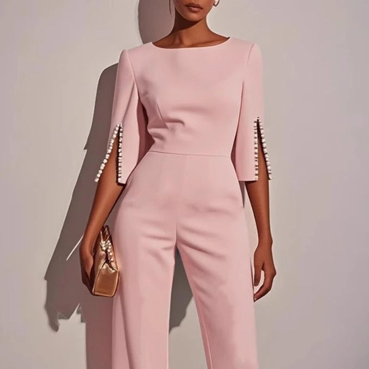 Damen-Jumpsuit mit weiten Beinen | Perlen