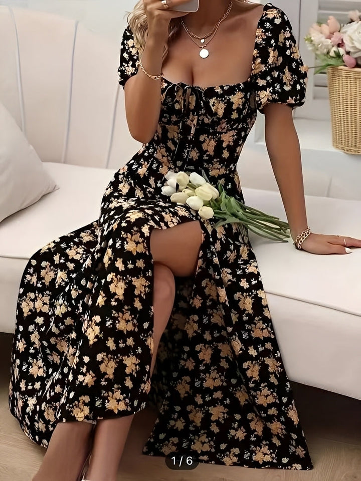 Jules - Modernes Blumenkleid mit Schlitz für Damen