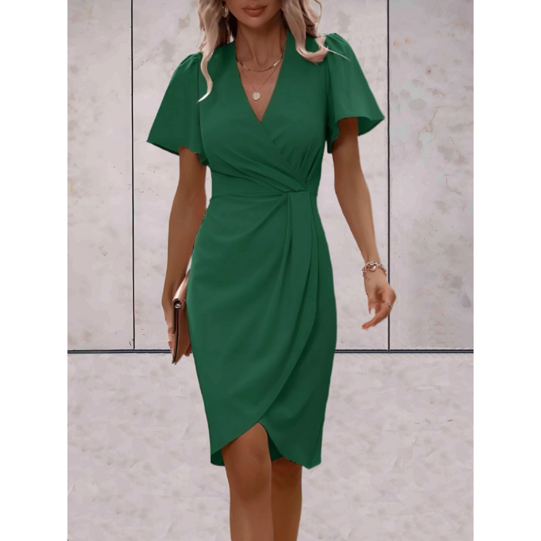 Wickelkleid Damen Midi V-Ausschnitt