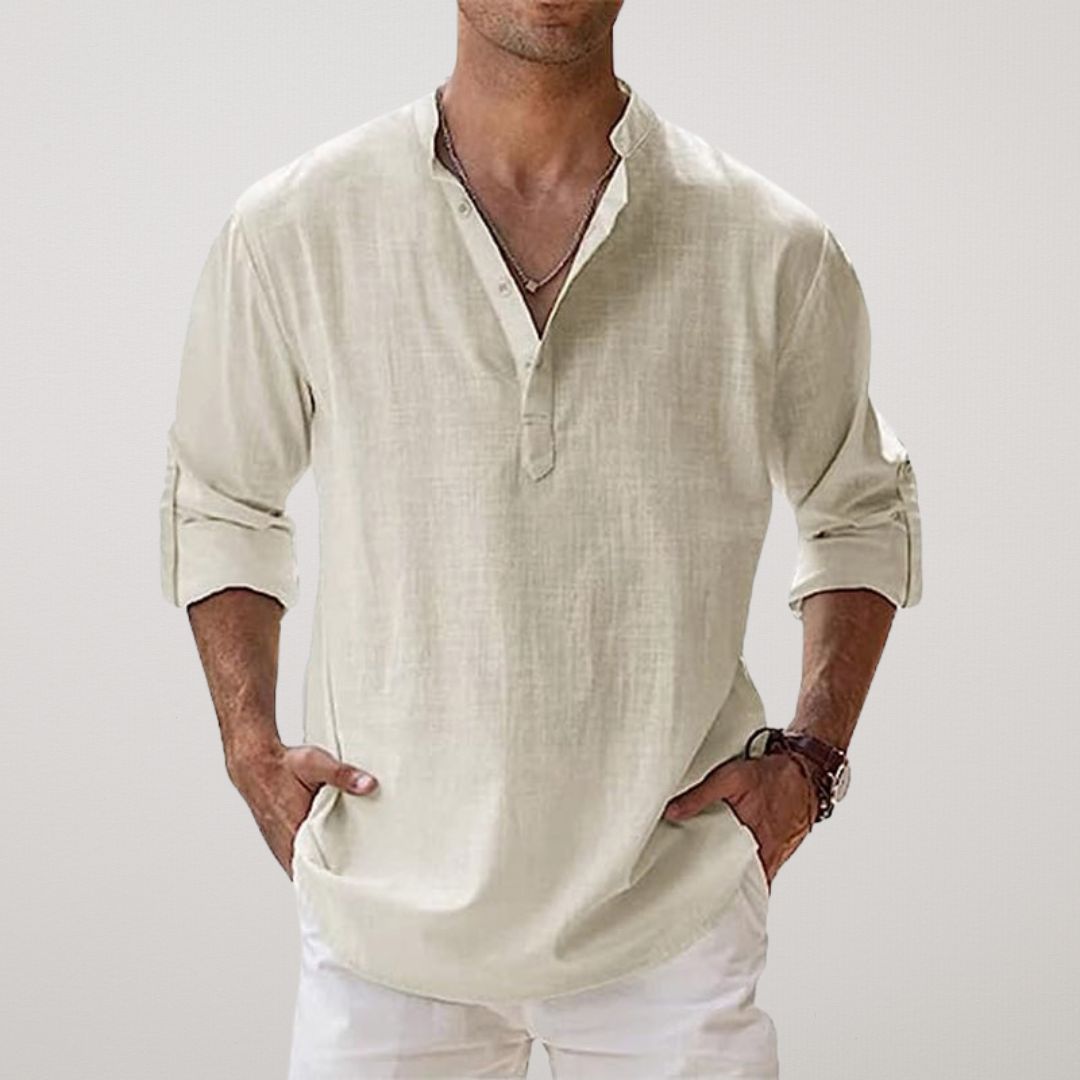 Lukas – Men's Relaxed Classic Long Sleeve Button Shirt - Image 13