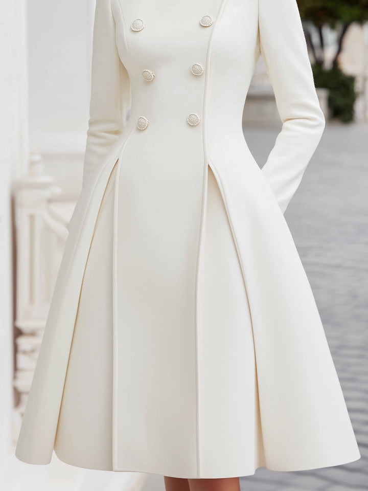Doppelreihiges A-Linien-Mantelkleid für Damen | Wollmischung