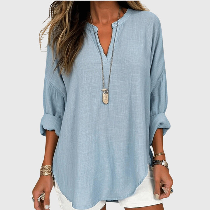Claudia | Damen Locker Geschnittenes Langarm Casual Top