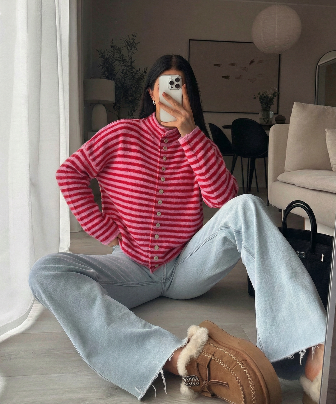 Cardigan Felicia Streifen Rot Pink Ladypolitan ♡
