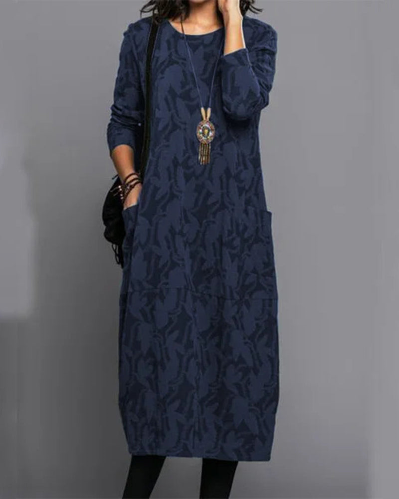 Lara | Damen Winter Maxi Kleid Mit Langarm Und Taschen