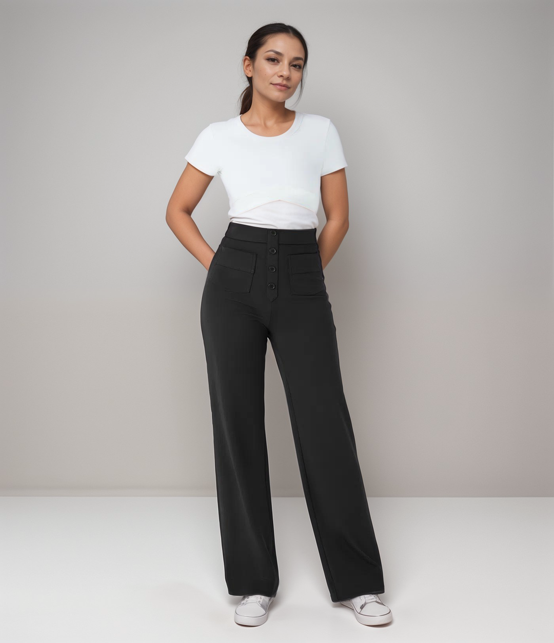 Damen Hose mit hoher Taille und figurformender Passform