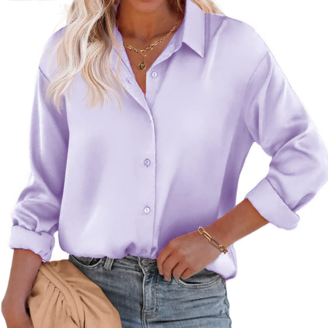 Satinbluse für Damen mit Knopfverschluss