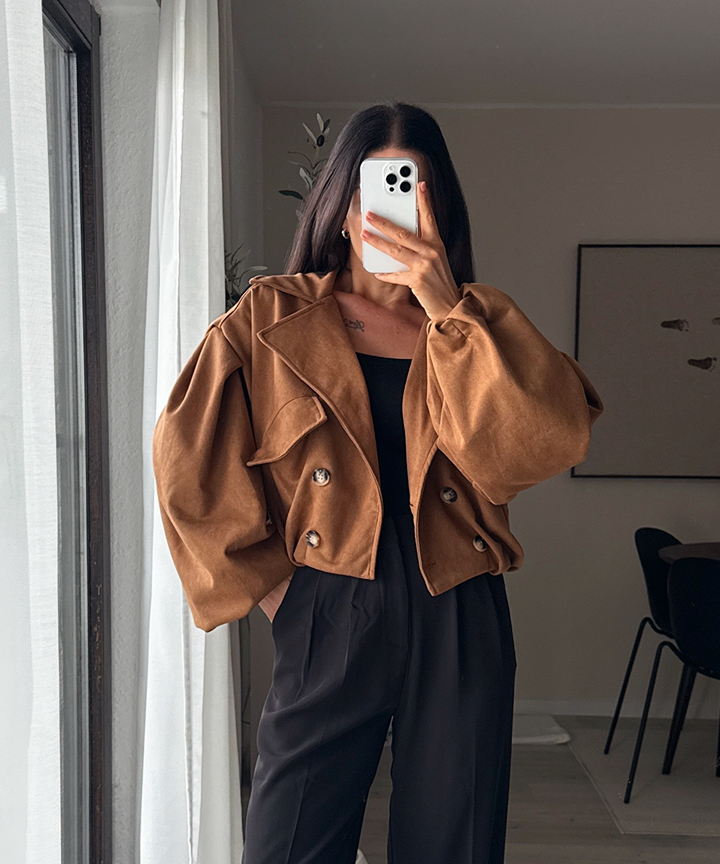 Wildleder Crop Trenchcoat Henna Camel Ladypolitan ♡