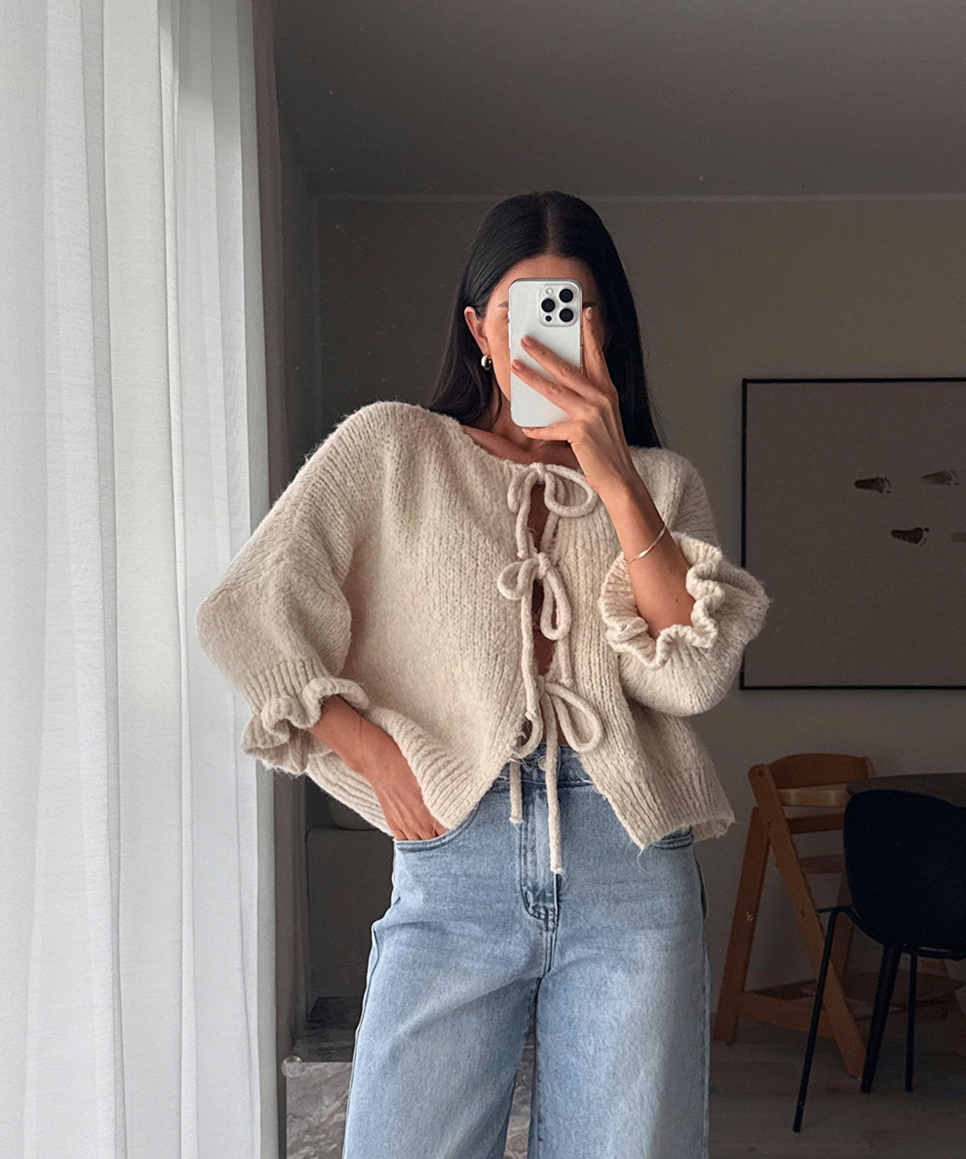 Cardigan Schleife Fia Dreiviertel Beige Ladypolitan ♡