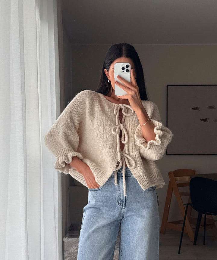 Cardigan Schleife Fia Dreiviertel Beige Ladypolitan ♡