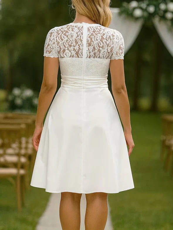 Hochzeitskleid Damen Midi mit Spitzentop