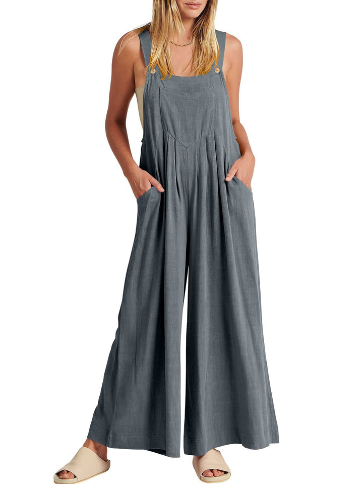 Jumpsuit Damen mit weitem Bein und Taschen