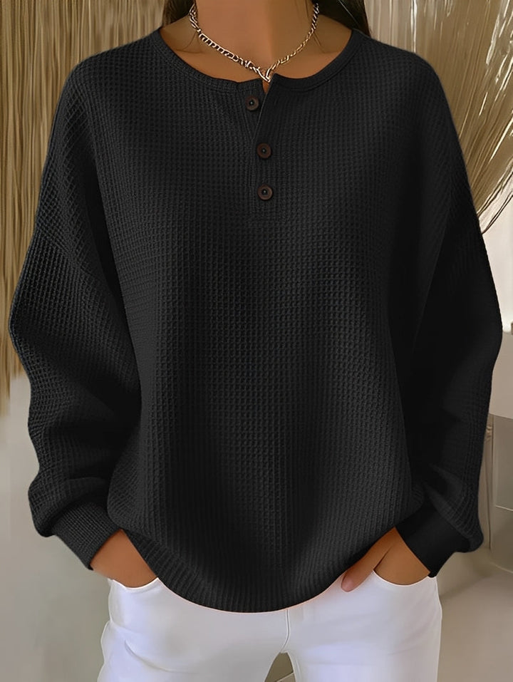 Anabella - Bequemer Waffelpullover mit Knopfleiste für Damen