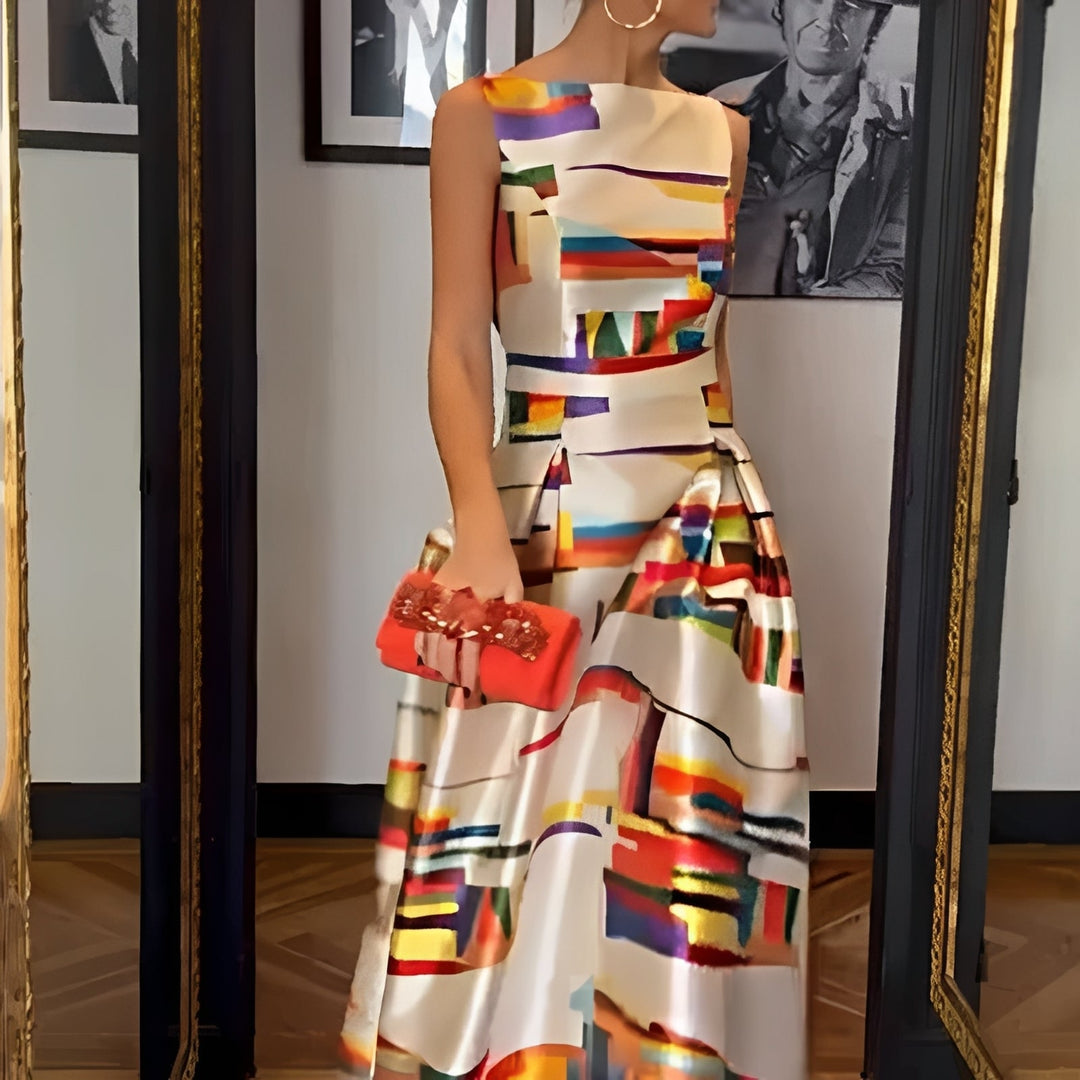 Louisa - Elegantes Maxikleid mit geometrischem Print für Damen