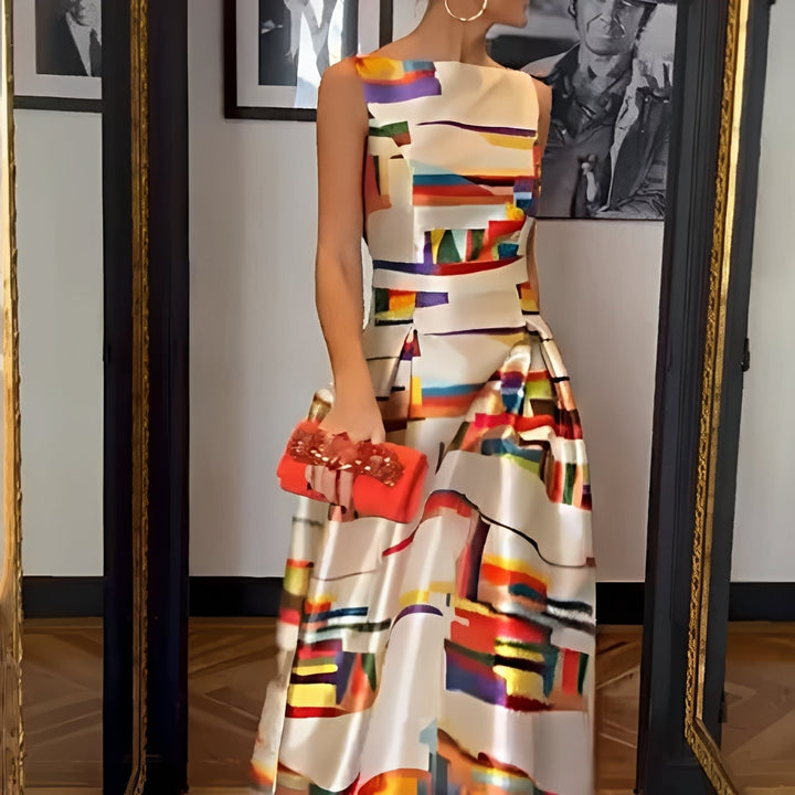 Louisa - Elegantes Maxikleid mit geometrischem Print für Damen