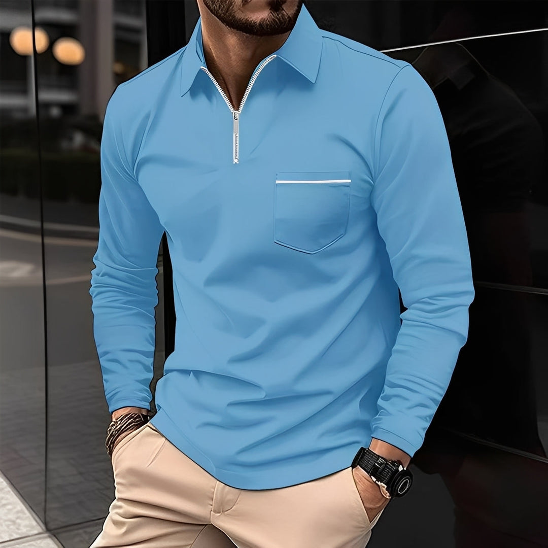 Florent - Langarm-Polo für Herren mit Reißverschluss