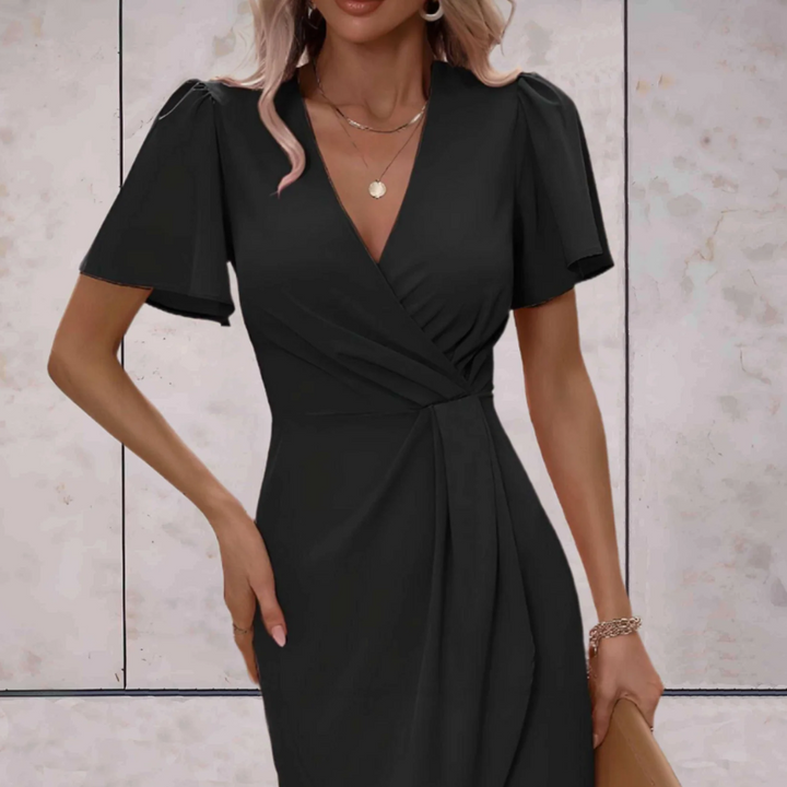 Wickelkleid Damen Midi V-Ausschnitt