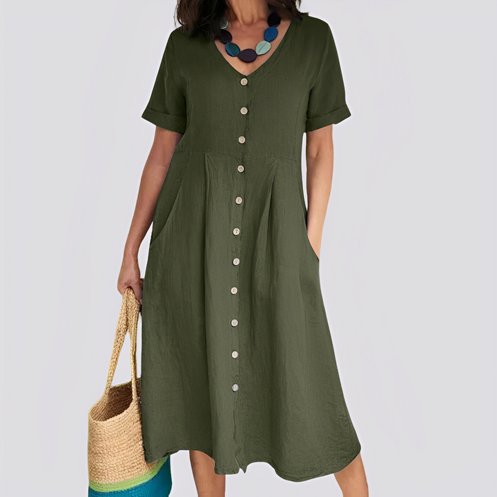 Sabrina - Lässiges, locker geschnittenes Kleid mit hoher Taille für Damen