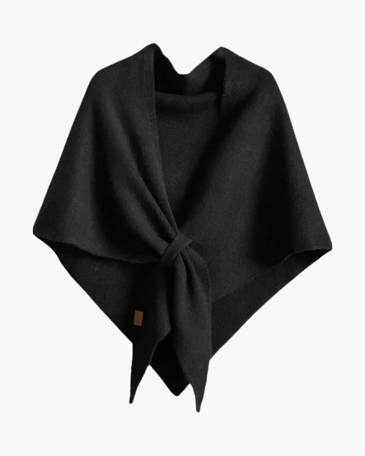 Überwurf Poncho aus Wolle mit Bindung vorne