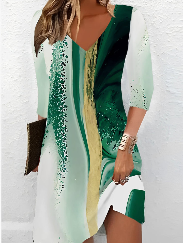 Alicia - Stilvolles Kleid mit V-Ausschnitt und Print für Damen