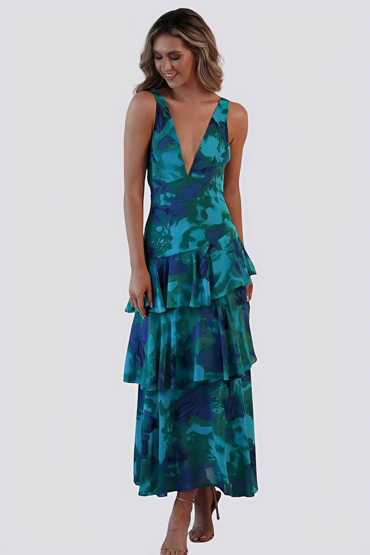 Hazel - Rückenfreies Maxikleid mit Blumenmuster für Damen