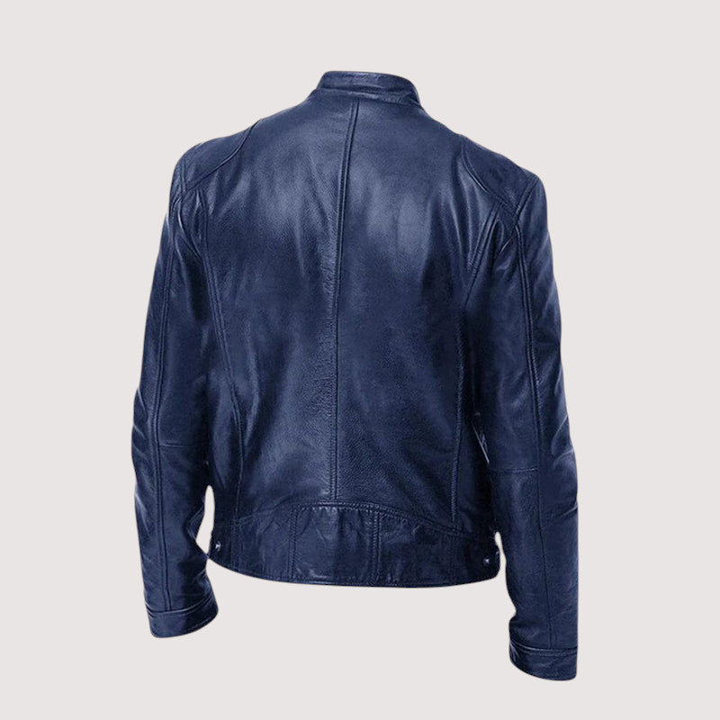Herren-Lederjacke mit Stehkragen